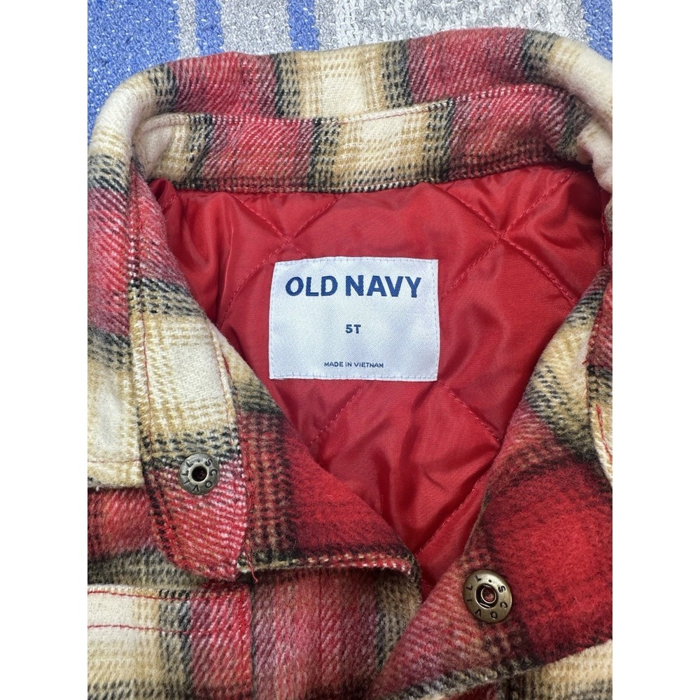 Old Navy Toddler Quilted Shacket Jacket Red Plaid Button Front 5T - Picture 2 of 8